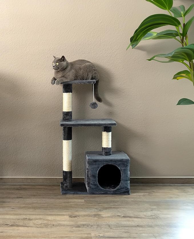 Árbol rascador compacto de felpa y sisal (85 cm)